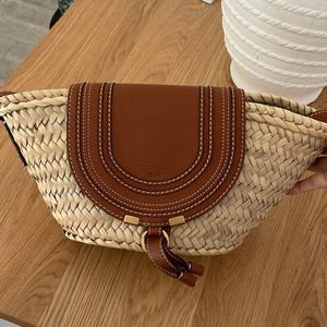 Chloe Marcie Straw Saddle bag